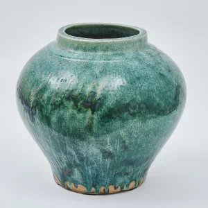 Chinese Green Sponge Glaze Ceramic Jar