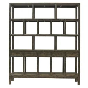 Chinese Distressed Painted Elm Shelving Unit