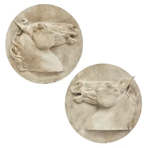 Pair Of Italian Plaster Horse Head Roundels