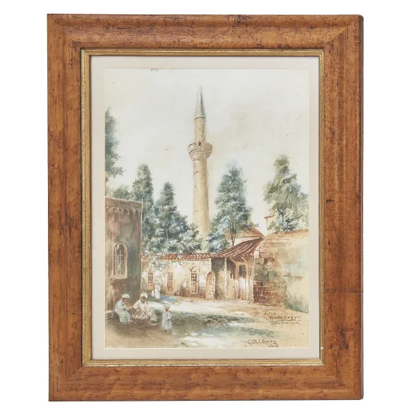 Watercolour Of The Minaret In Salonika