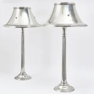 Pair French Chrome Lamps And Shades