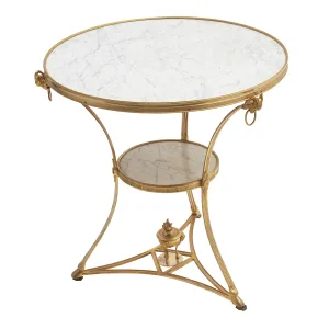 French Louis XVI Style Gilt Bronze Gueridon With Marble Top