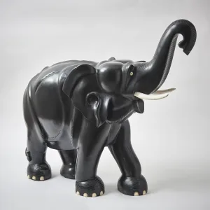 Ebony Elephant With Raised Trunk