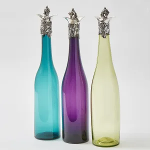 Set Three English Coloured Glass Decanters