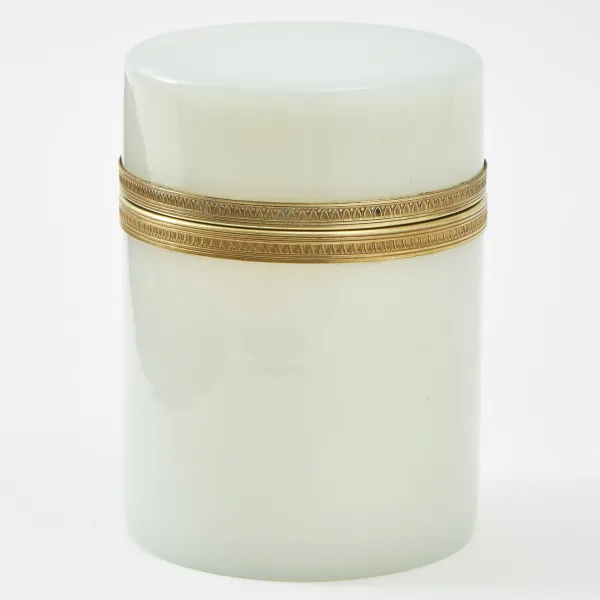 French Cylindrical Opaline Glass Box
