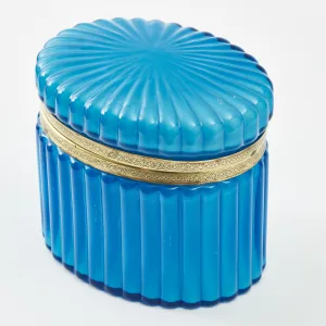 Pale Blue Ribbed Murano Glass Box