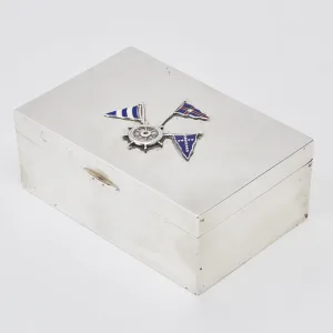 Sterling Grade Silver Box With Enamelled Nautical Flags