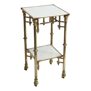French Brass And Opaline Two Tier Table