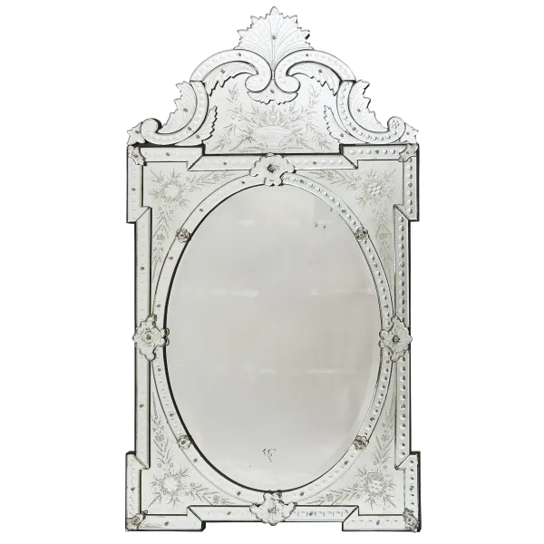 Venetian Style Mirror With ornate Crest