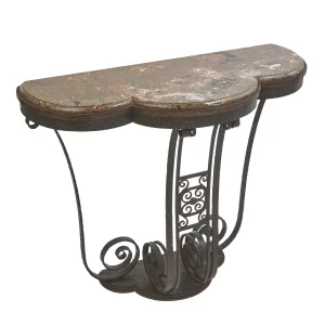 French Art Deco Wrought Iron Console Table In The Style Of Edgar Brandt