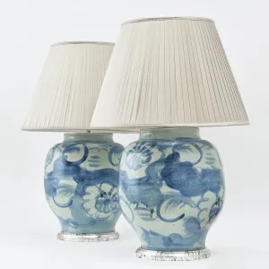 Pair Chinese Ming Style Jars Wired As Lamps