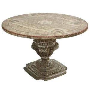 Italian Baroque Pedestal Table With Onyx Top