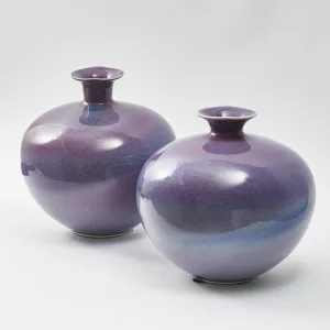 Matched Pair Japanese Purple Oxblood Jars