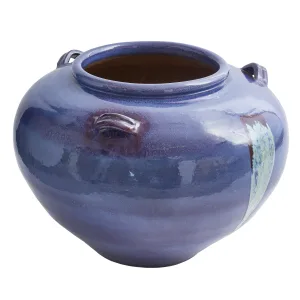 Large Japanese Studio Pottery Blue Oxblood Jar