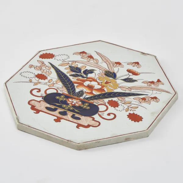 Octagonal Double Sided Tile with Imari Design on One Side