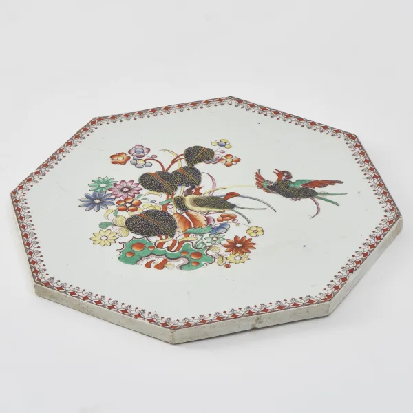Octagonal Double Sided Tile with Imari Design on One Side