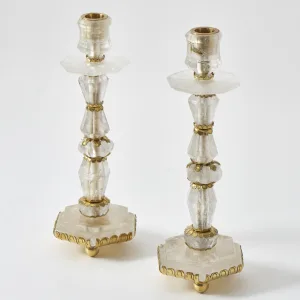 Contemporary Baroque Style Rock Crystal Candlesticks