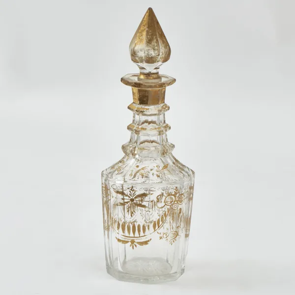 Bohemian Decanter And Stopper With Gilt Decoration
