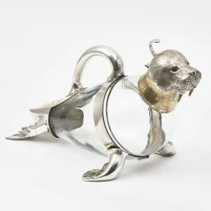 Austrian Silver Plate And Glass Walrus Shaped Decanter
