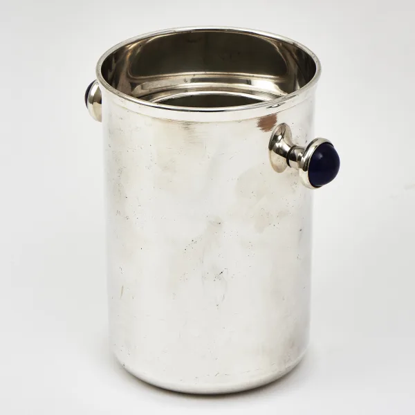 Silver Plate Bottle Cooler With Lapis Lazuli Handles