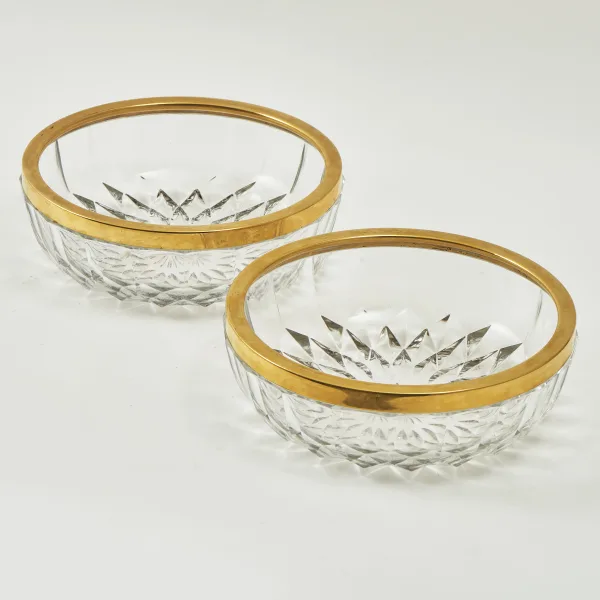 Pair Val St Lambert Crystal Bowls