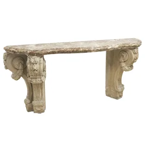French Louis XIV Style Console With Marble Top