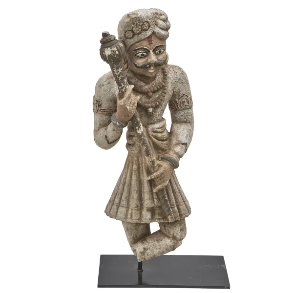 Unusual Indian Carved Stone Figure Of A Rajasthani Figure