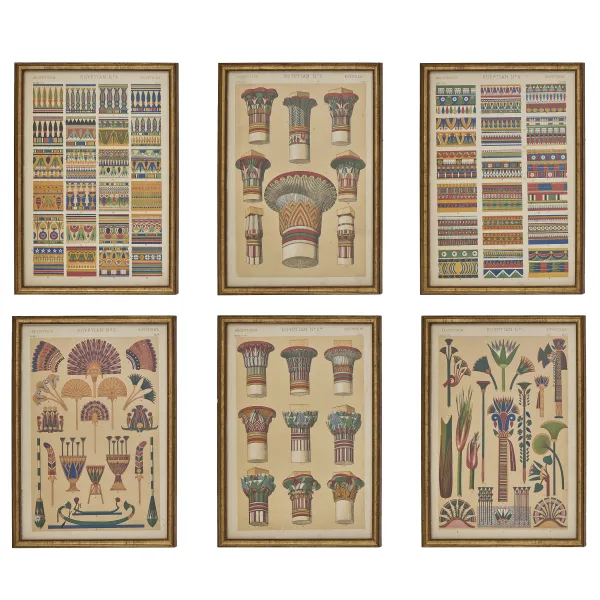 Set 6 Framed Egyptian Lithographs