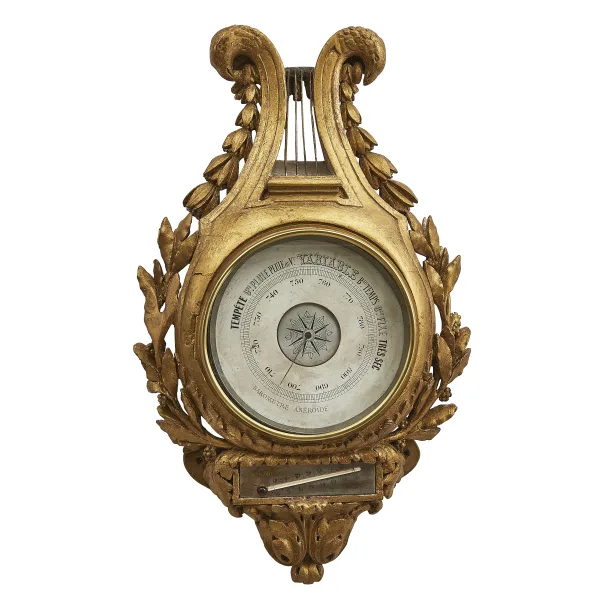 French Louis XVI Carved Giltwood Barometer