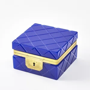 Murano Royal Blue Diamond Cut Glass Box