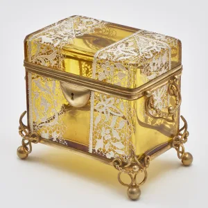 Amber Glass Box Attributed To Moser