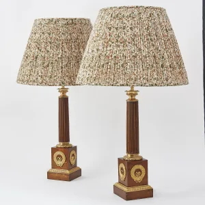 Pair Charles X Fluted Column Lamps