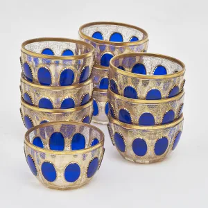 Set 10 Bohemian Gilt Decorated bowls