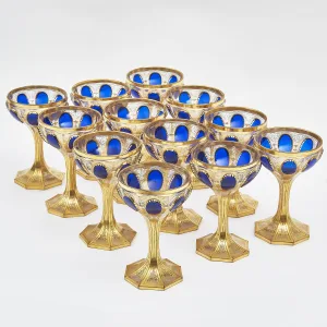 Set 12 Bohemian Moser Champagne Coupes