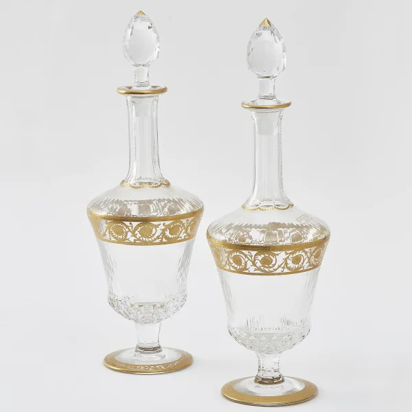 Pair French St Louis Glass Decanters