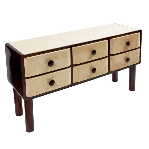 Italian Walnut and Parchment Sideboard Attributed to Gio Ponti