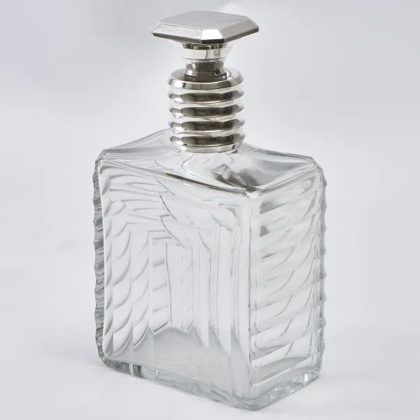 French Art Deco Square Cut Glass Decanter