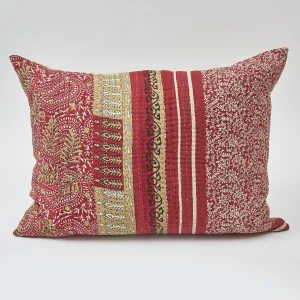 Cushion Made From Vintage Red Sari Fabric