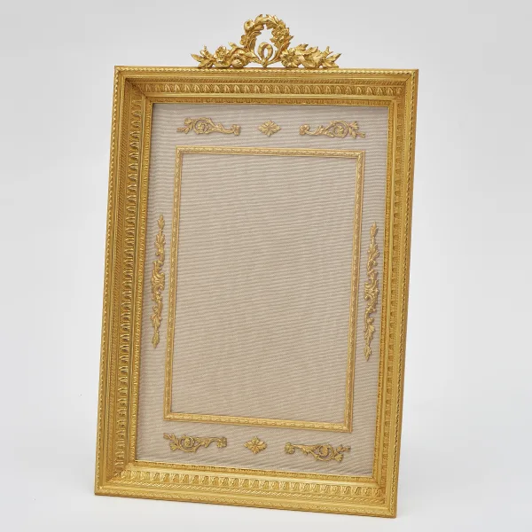 French Gilt Bronze Frame With A Ribbon Crest And Swag Motifs