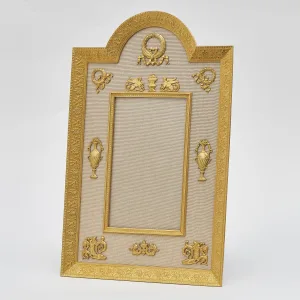 French Arch Top Gilt Bronze Frame with Applied Classical Motifs