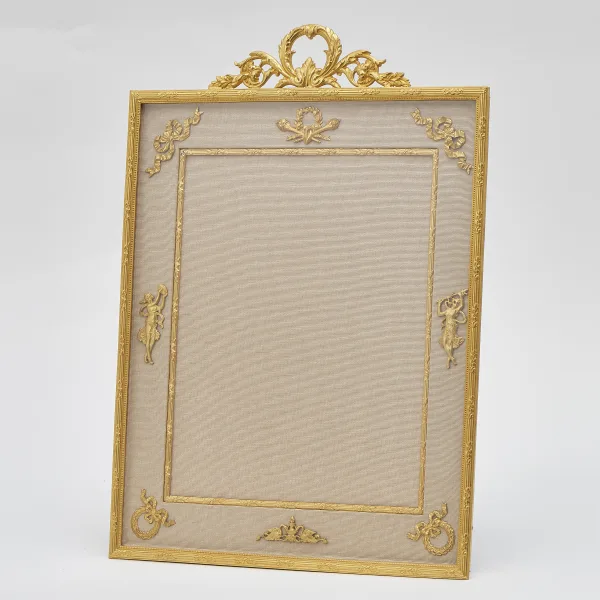 Large French Gilt Bronze Frame With Acanthus Crest