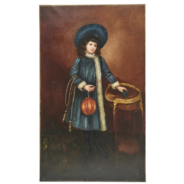 French Belle Epoque Oil Painting Of A Young Girl