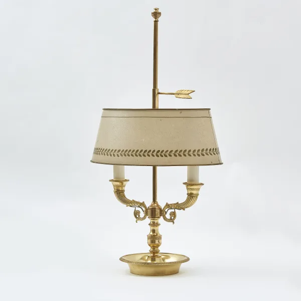 French Bouillotte Lamp With Cream Tole Shade