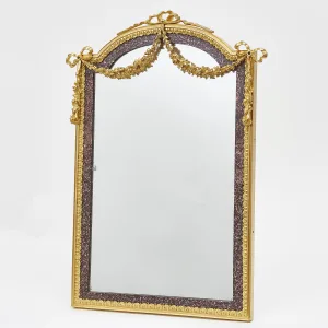 French Neoclassical Gilt Bronze And Porphyry Dressing Table Mirror