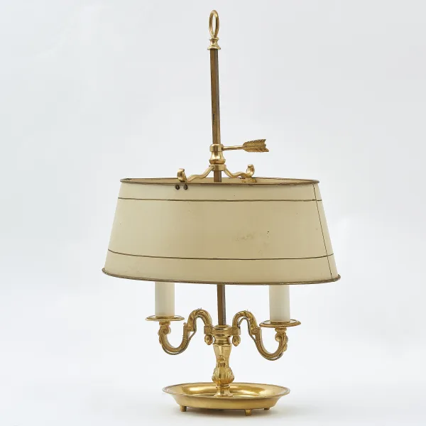 French Bouillotte Lamp With Cream Tole Shade