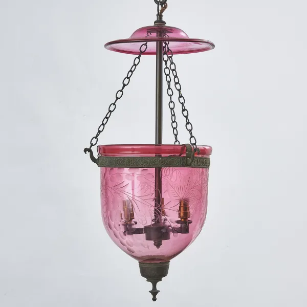 C19th Cranberry Glass Mosque Lantern