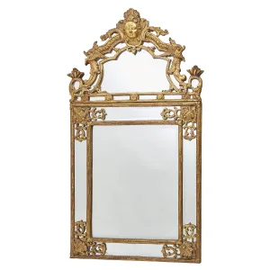 Large Carved Giltwood Regence Mirror With Arched Crest